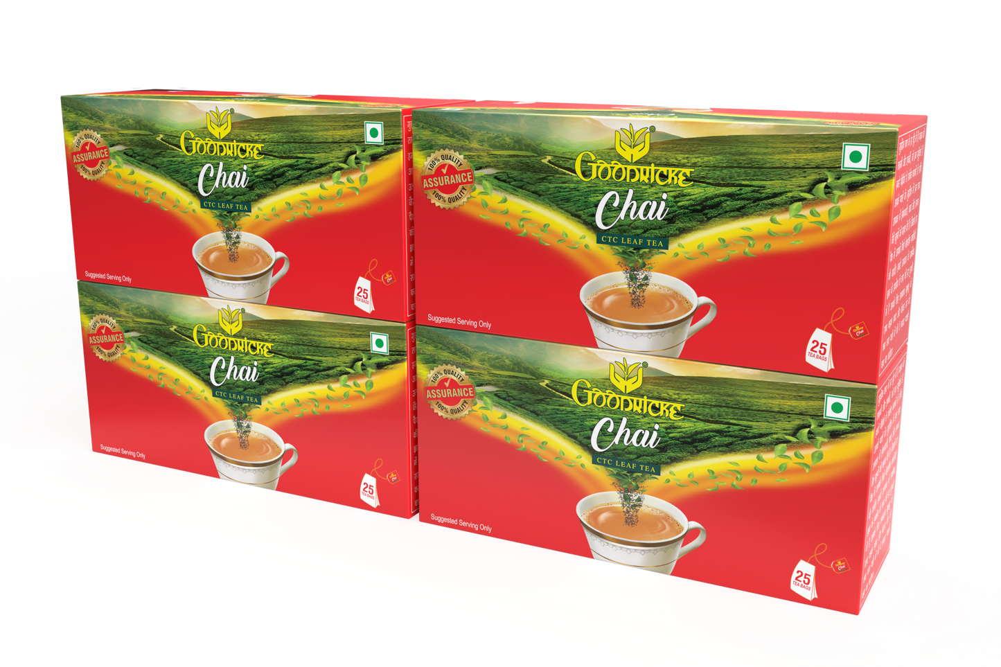 Chai Leaf Tea, 25 Tea bags (Pack of 4)