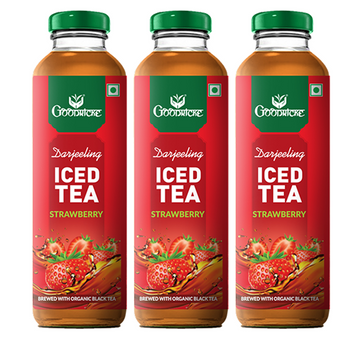 Goodricke Darjeeling Iced Tea – Strawberry Flavor (Brewed with Organic Black Tea) - Pack of 3