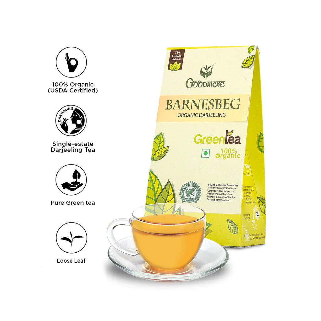 Barnesbeg Organic Darjeeling Green Tea - 100 gms + Badamtam Single Estate Organic Darjeeling Tea 250 gms