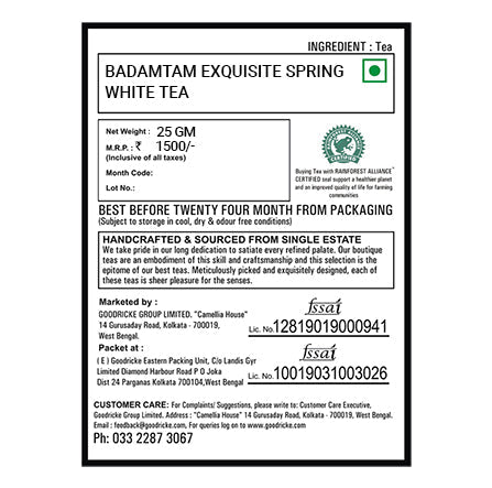 Badamtam Exquisite Spring White Tea 2024 - 25gm