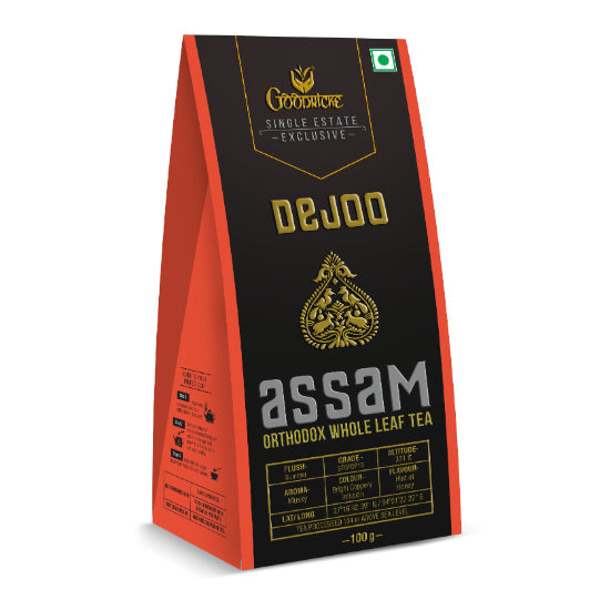 Dejoo Single Estate Assam Orthodox Whole Leaf Tea - 100gm (Pack of 2)