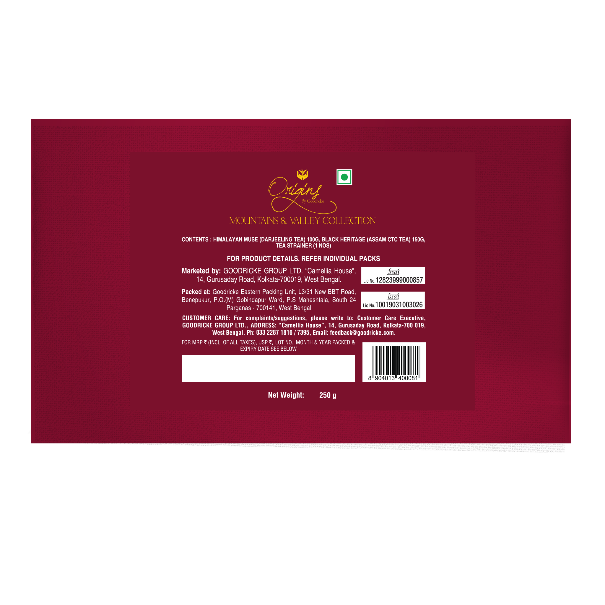 Goodricke Origins - Mountains & Valley Collection - Luxury Assorted Gift Pack with Single Estate Darjeeling - 250g
