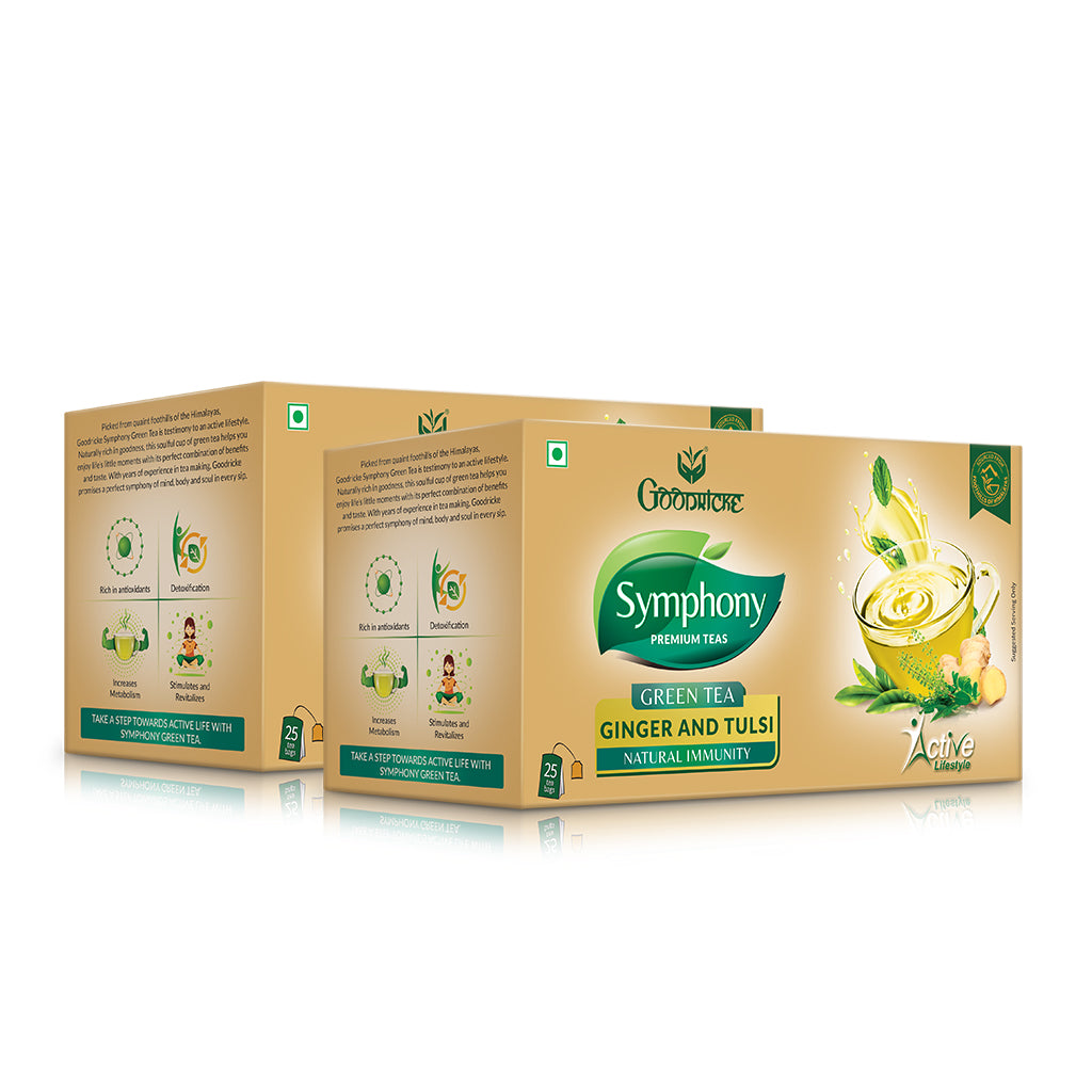 Symphony Ginger & Tulsi Green Tea, 25 Tea Bags (Pack of 2)