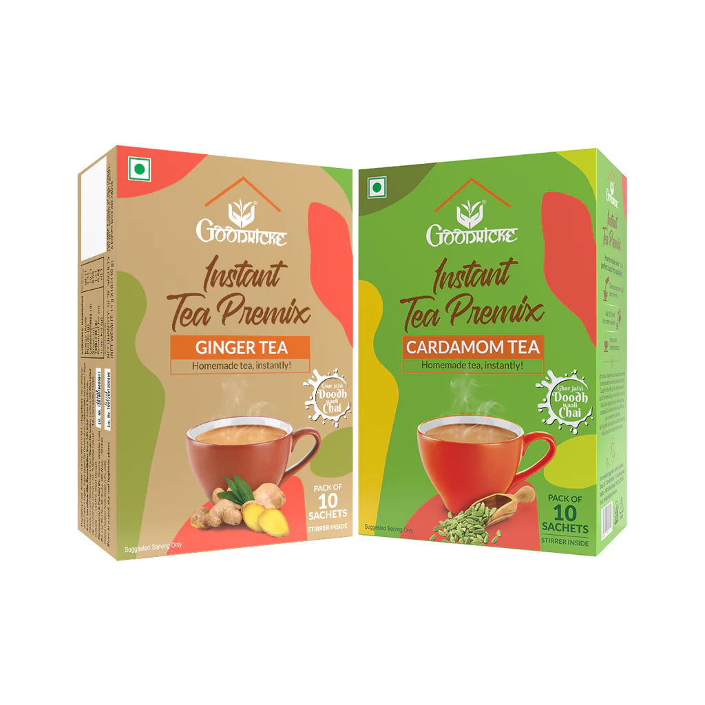 Instant Tea Premix – Ginger Tea + Cardamom Tea Combo Pack