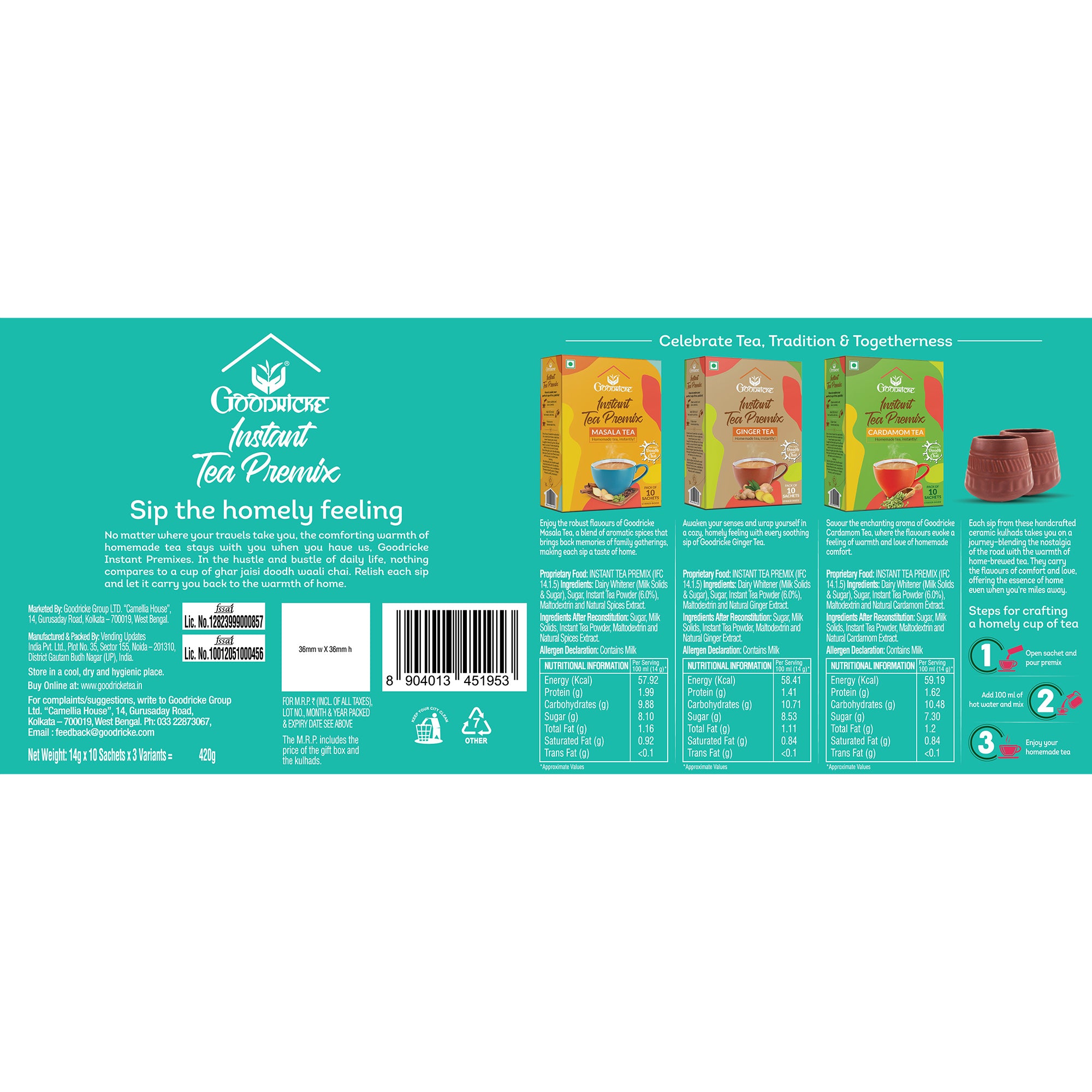 Festive Special Gift Box - Instant Teas with Designer Kulhars