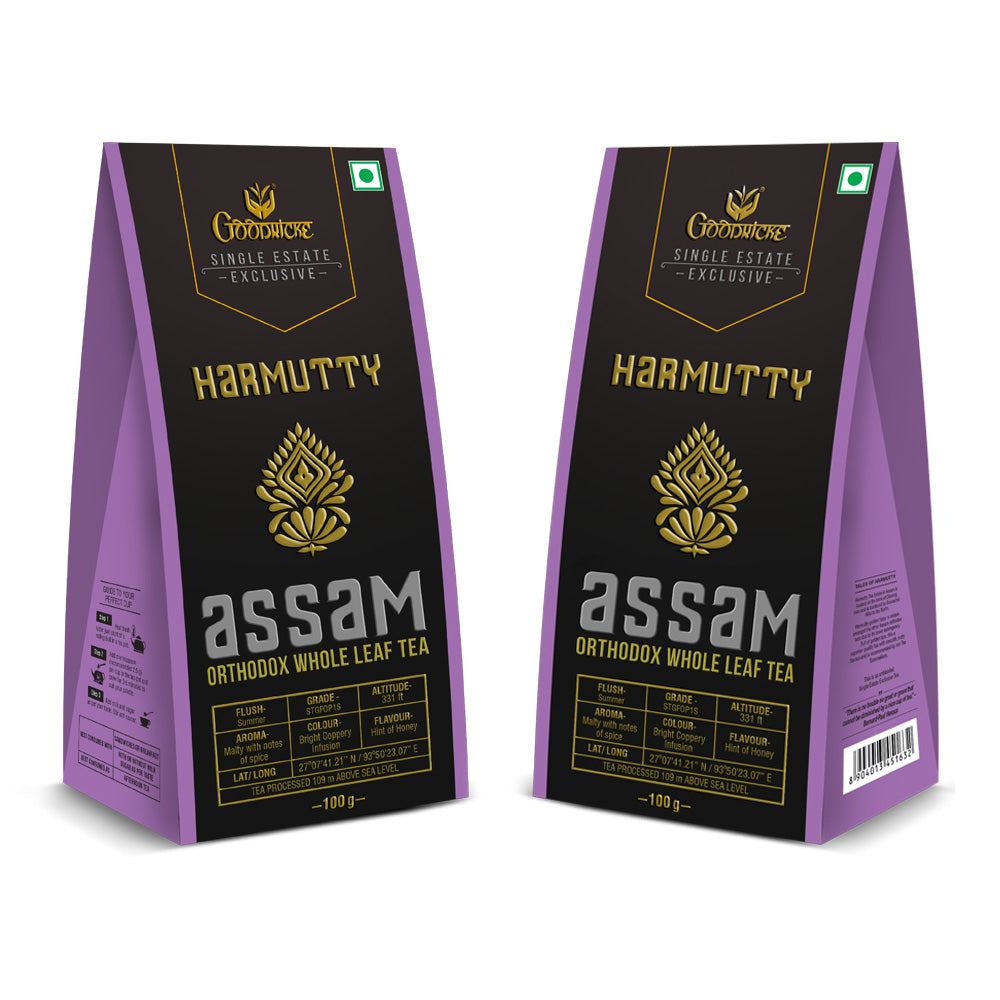 Harmutty Single Estate Assam Orthodox Whole Leaf Tea - 100gm (Pack of 2)