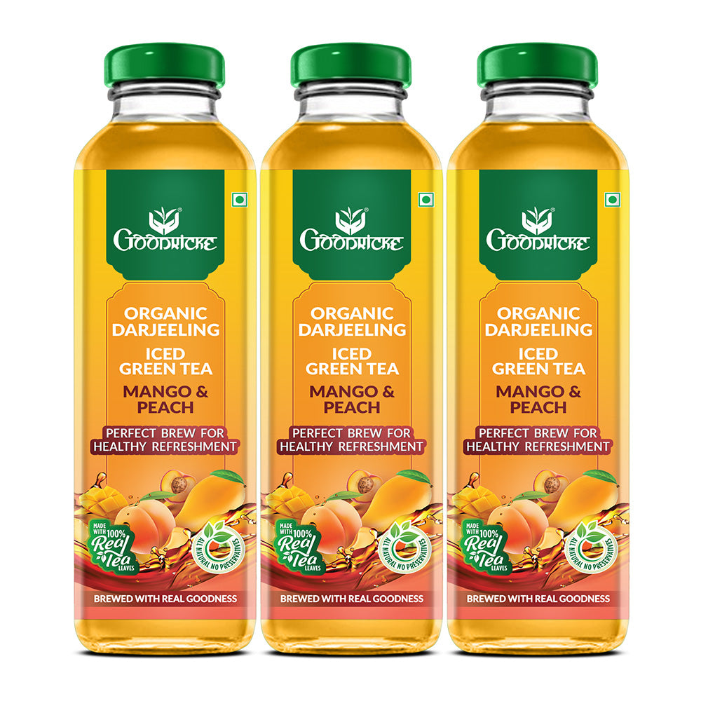 Mango & Peach(350 ml) (Pack of 3)- Organic Darjeeling Iced Green Tea