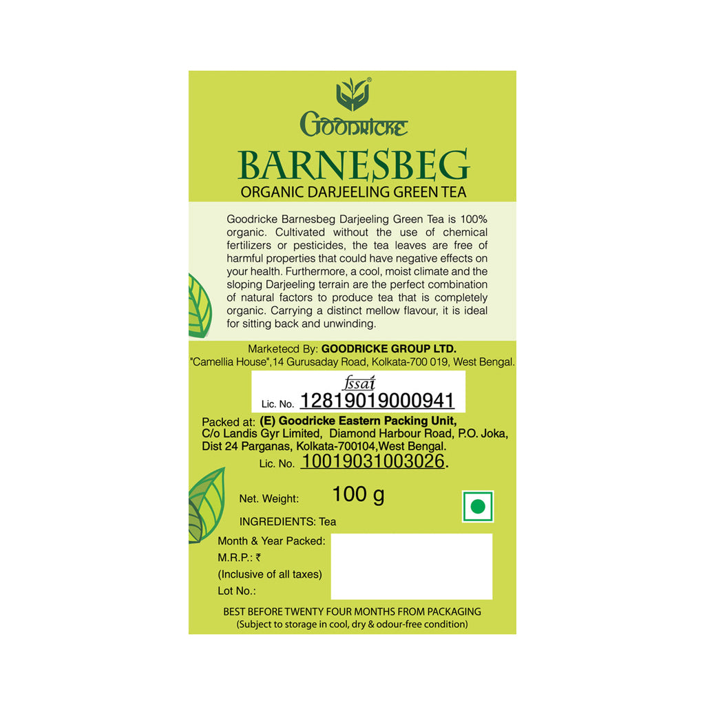 Barnesbeg- 100gm Organic Darjeeling Green Tea