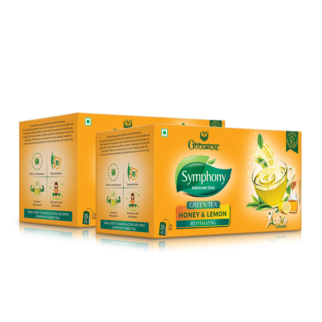 Symphony Lemon & Honey Green Tea, 25 Tea Bags (Pack of 2)