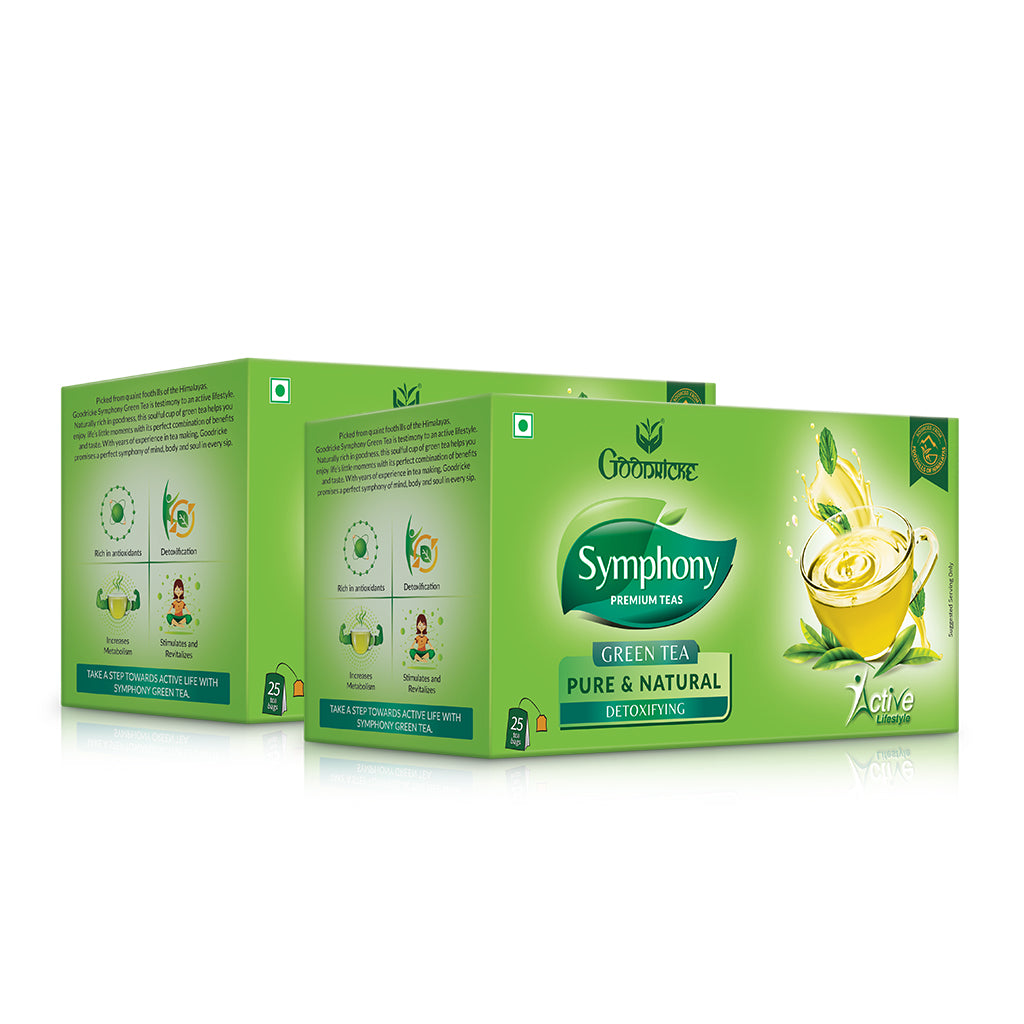 Symphony Pure & Natural Green Tea, 25 Tea Bags (Pack of 2)