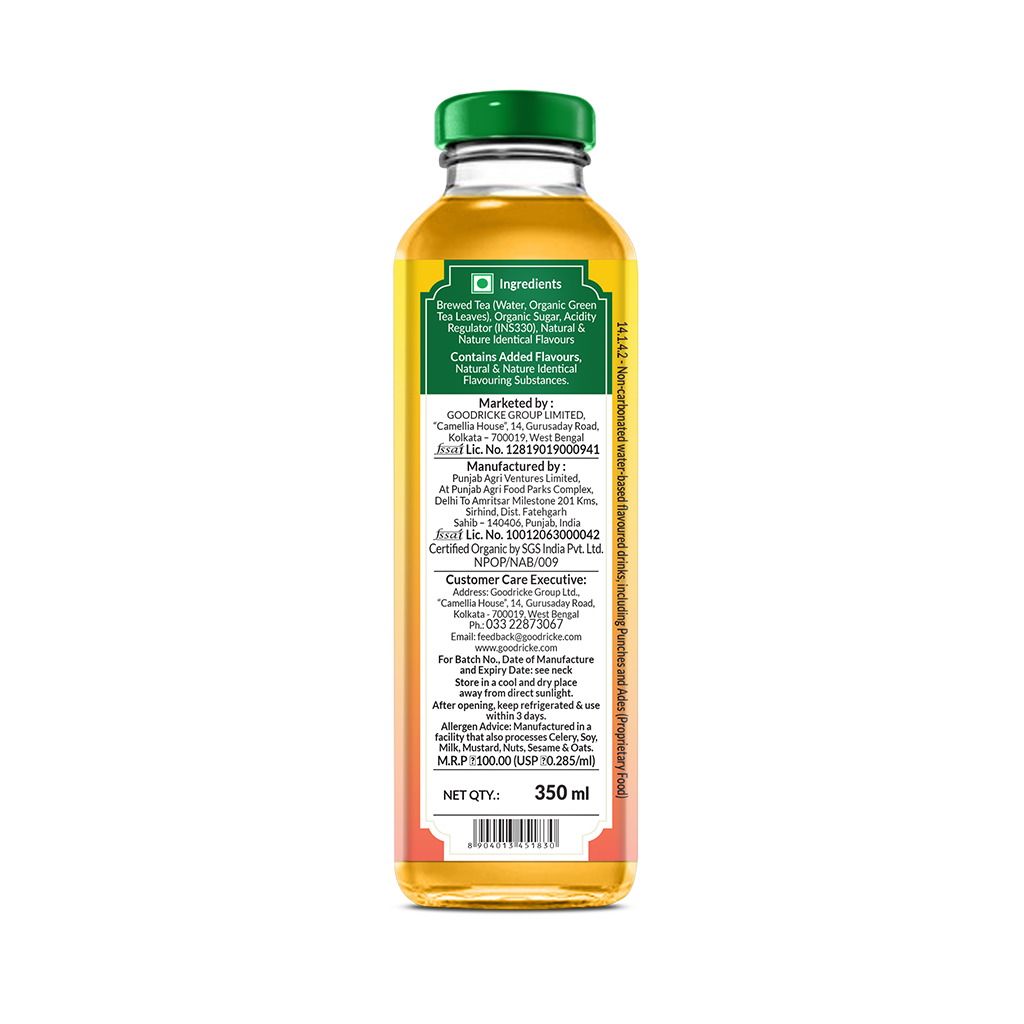Mango & Peach(350 ml) (Pack of 3)- Organic Darjeeling Iced Green Tea