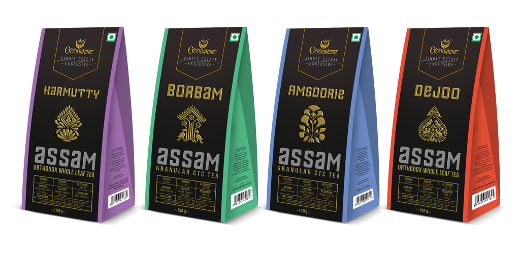 Single Estate Assam Tea Combo Pack (Orthodox- Harmutty, Dejoo, CTC- Amgoorie, Borbam)