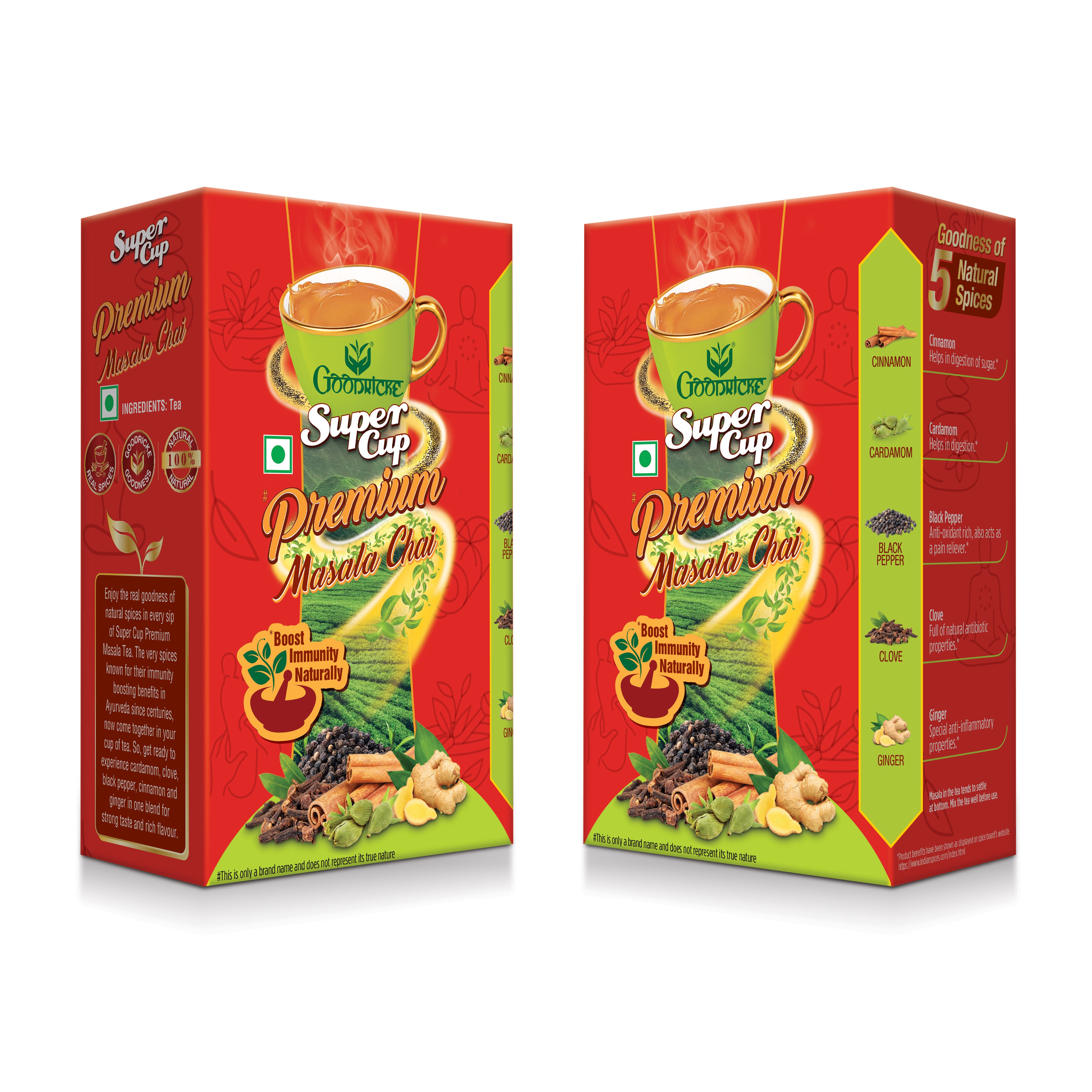 SuperCup Premium Masala Tea - 250gm (Pack of 2)