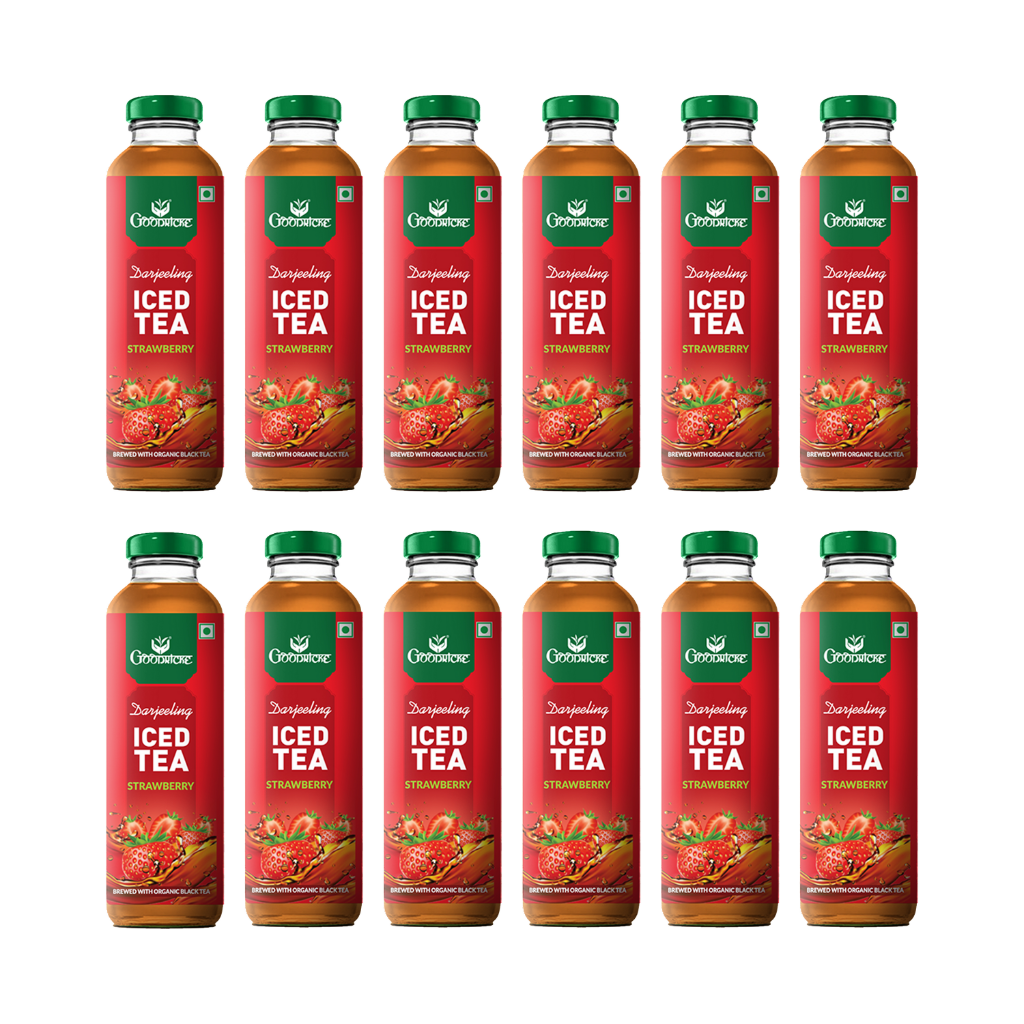 Goodricke Darjeeling Iced Tea – Strawberry Flavor (Brewed with Organic Black Tea) - Pack of 12