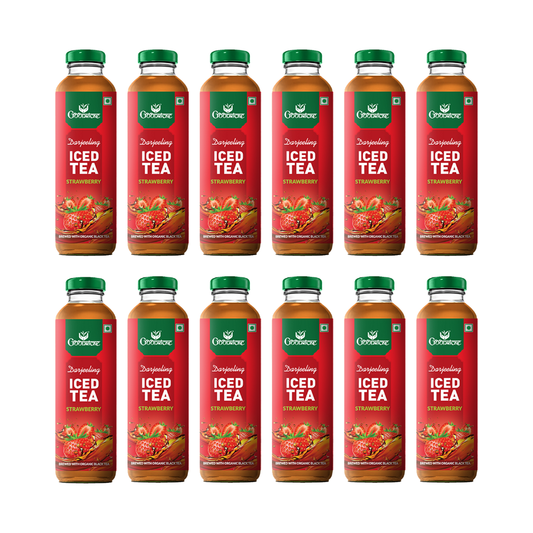 Goodricke Darjeeling Iced Tea – Strawberry Flavor (Brewed with Organic Black Tea) - Pack of 12