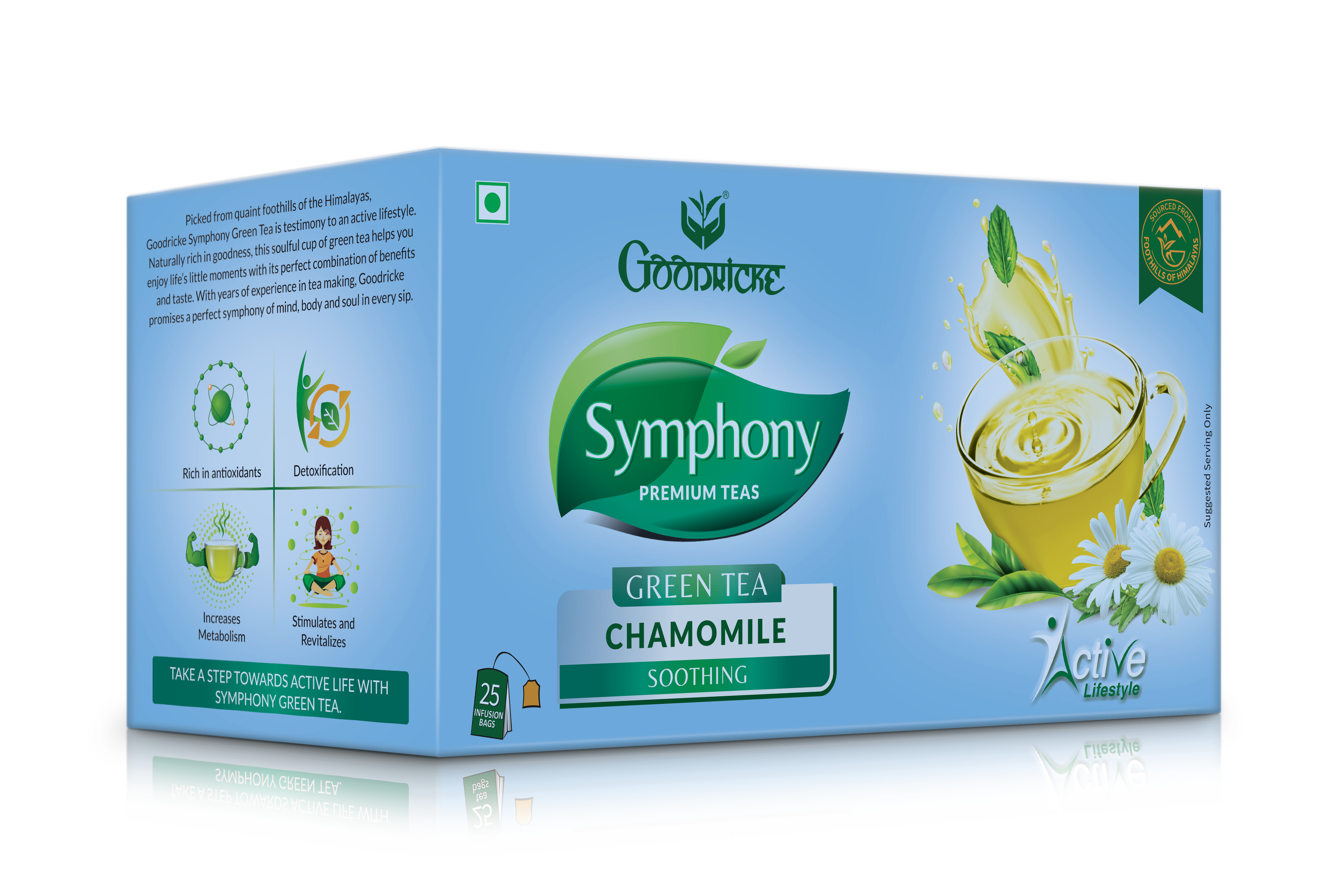 Symphony Chamomile Green Tea, 25 Tea Bags (Pack of 2)