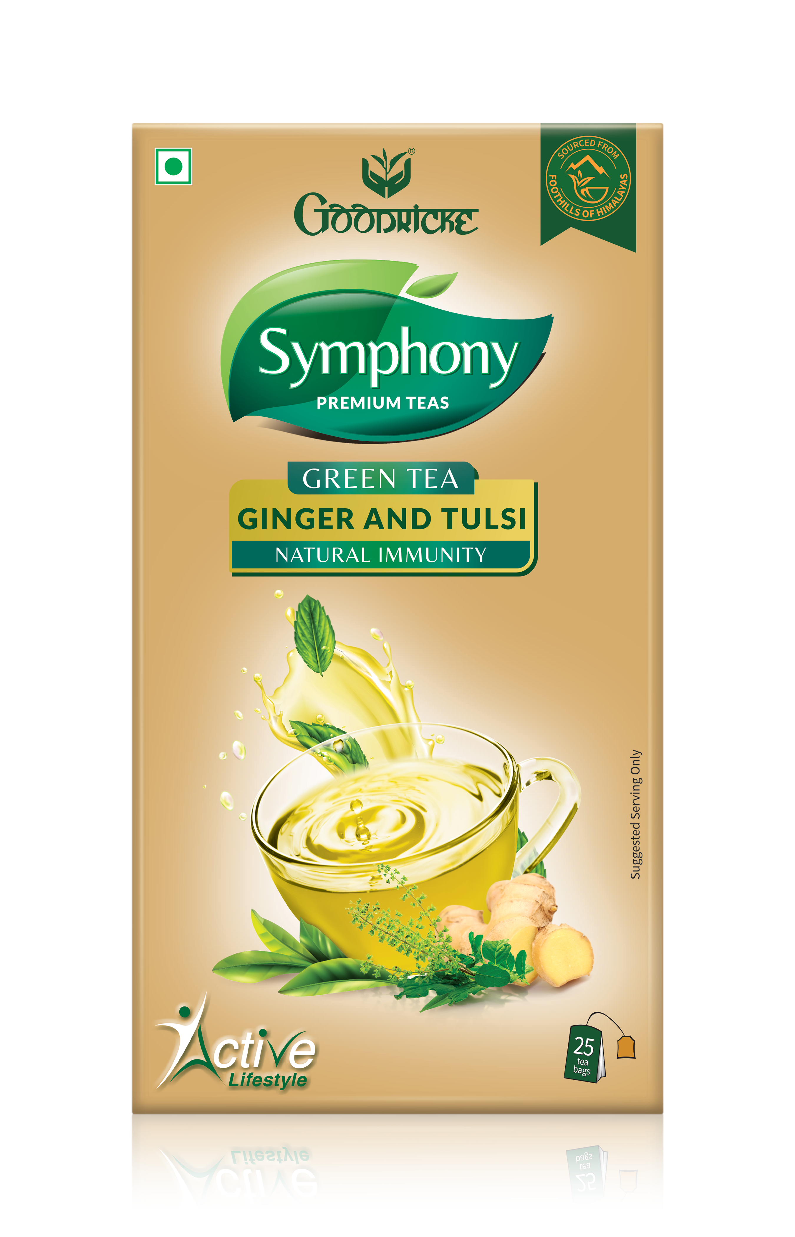 Symphony Ginger & Tulsi Green Tea, 25 Tea Bags (Pack of 2)