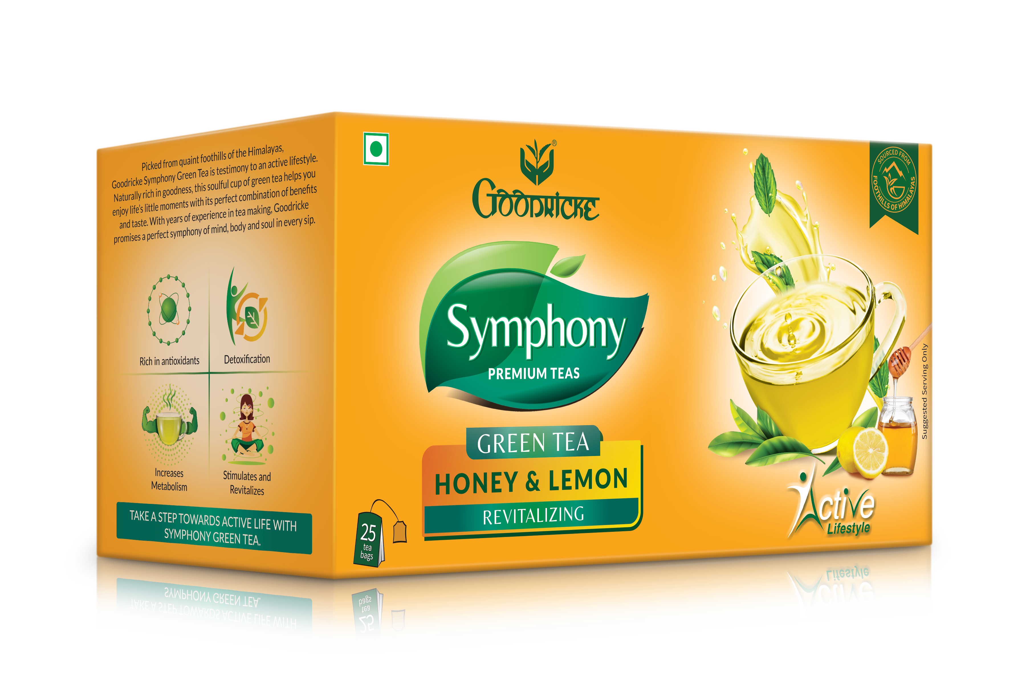 Symphony Lemon & Honey Green Tea, 25 Tea Bags (Pack of 2)