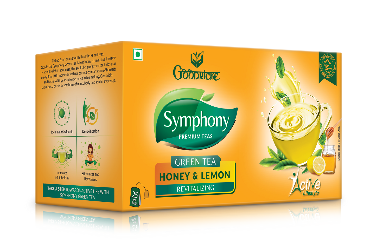 Symphony Lemon & Honey Green Tea, 25 Tea Bags (Pack of 2)