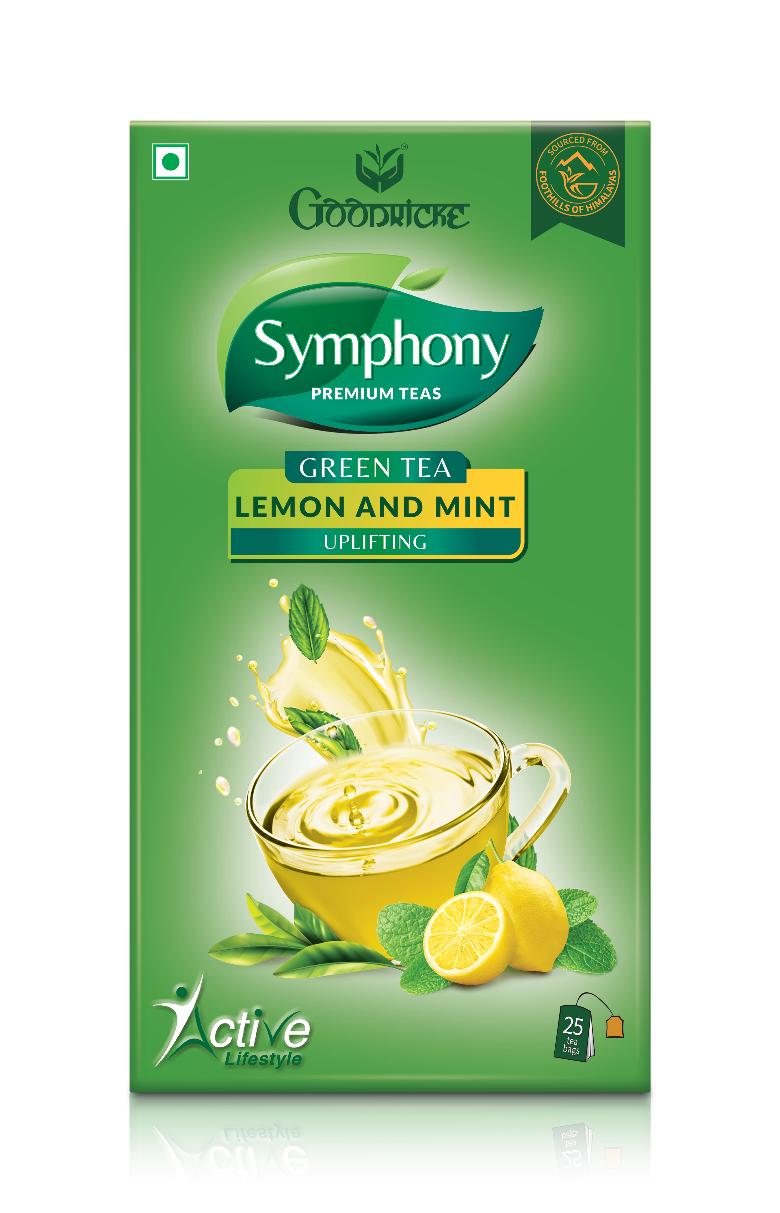 Symphony Lemon & Mint Green Tea, 25 Tea Bags (Pack of 2)
