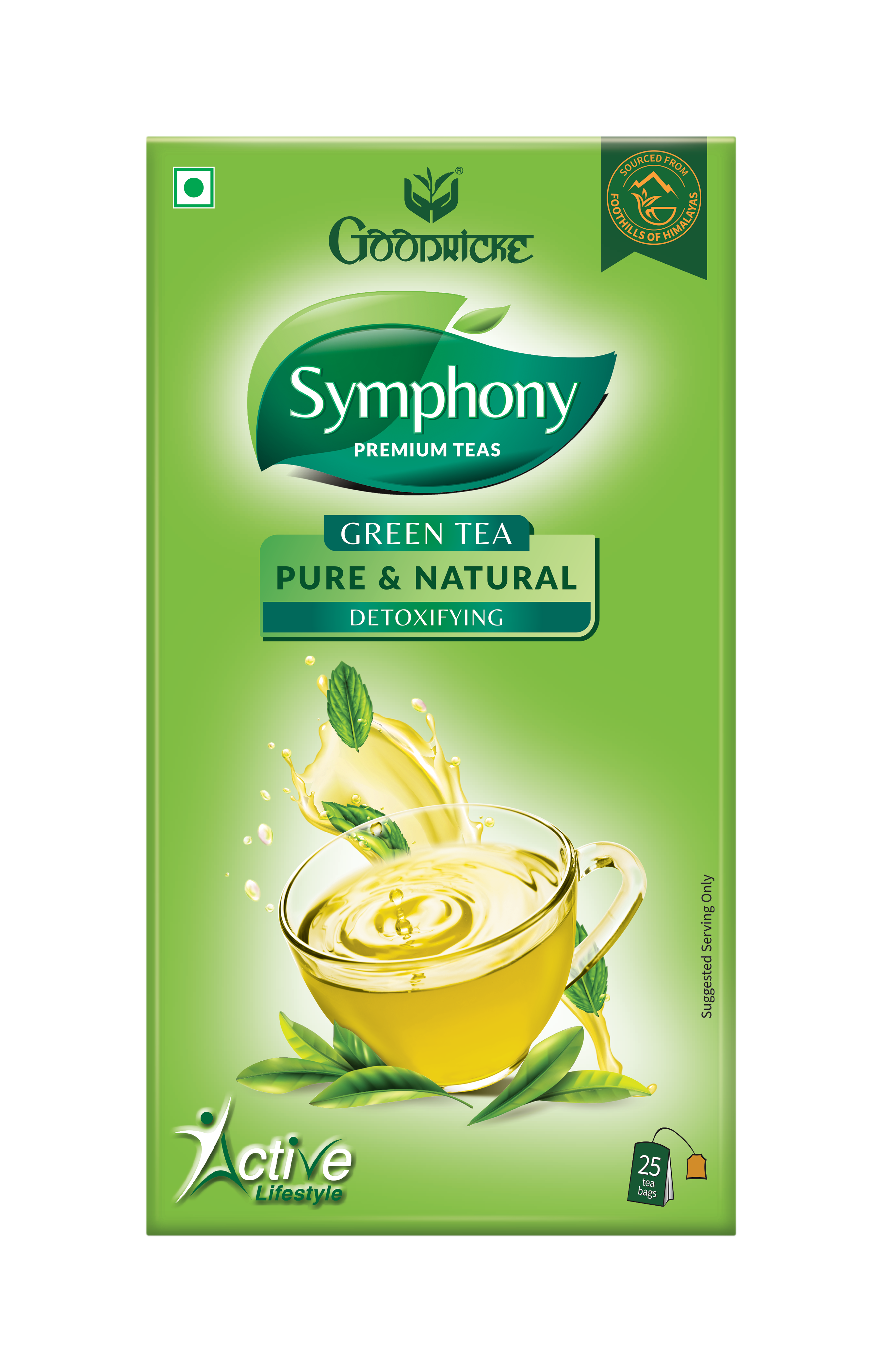 Symphony Pure & Natural Green Tea, 25 Tea Bags (Pack of 2)