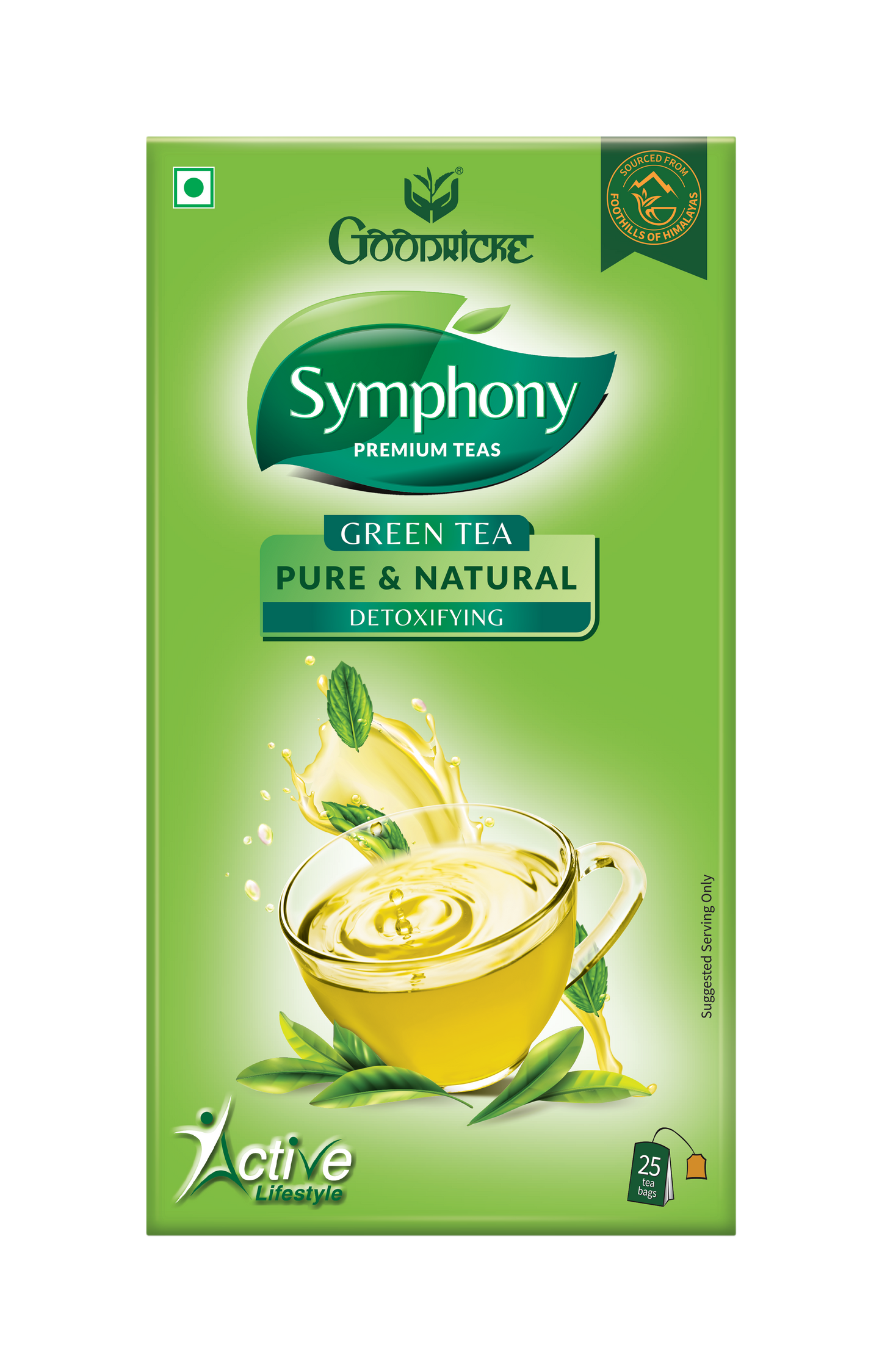 Symphony Pure & Natural Green Tea, 25 Tea Bags (Pack of 2)