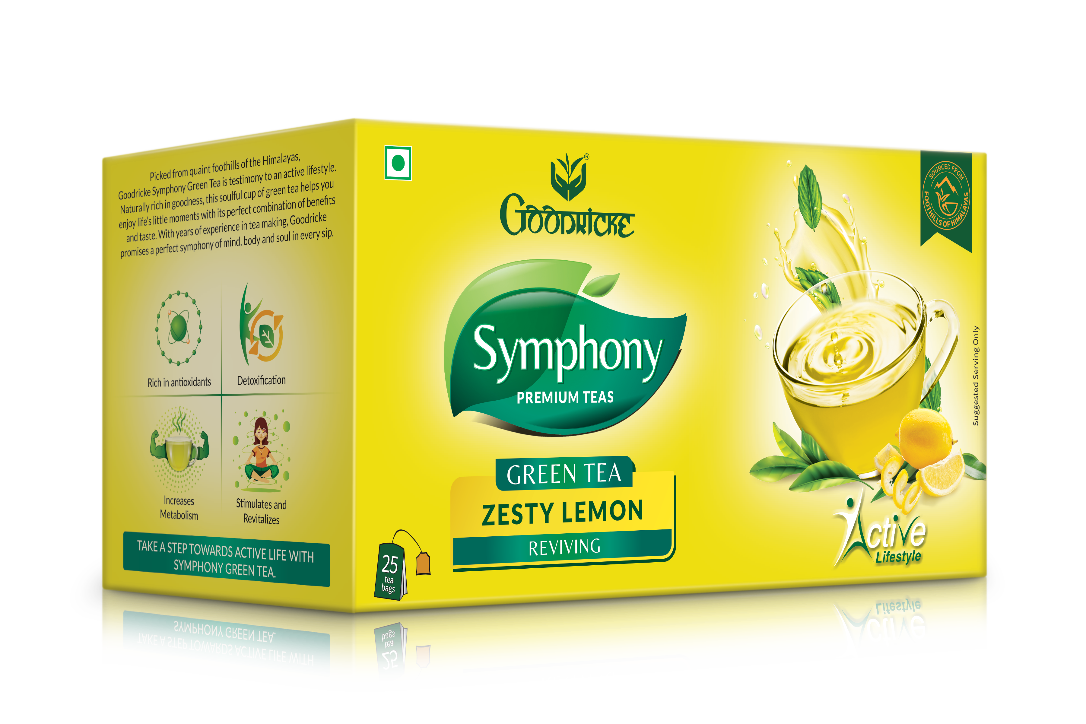 Symphony Zesty Lemon Green Tea, 25 Tea Bags (Pack of 2)