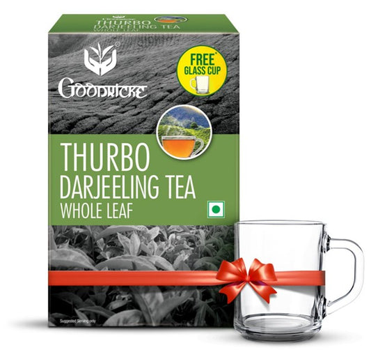Thurbo Whole Leaf Darjeeling Tea -250 Gms- FREE GLASS MUG