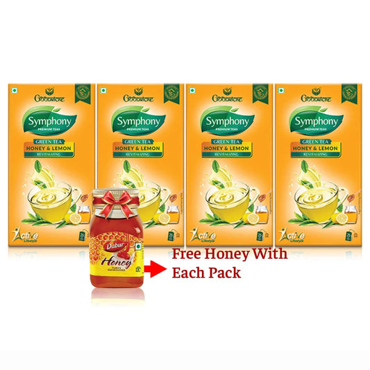 Symphony Lemon & Honey Green Tea, 25 Tea Bags (Pack of 4)