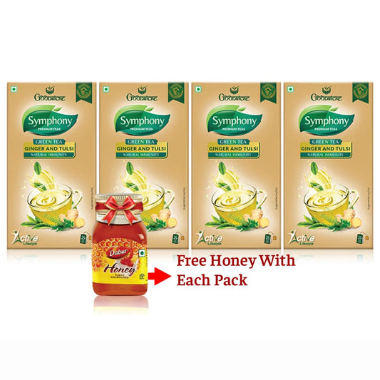 Symphony Ginger & Tulsi Green Tea, 25 Tea Bags (Pack of 4)