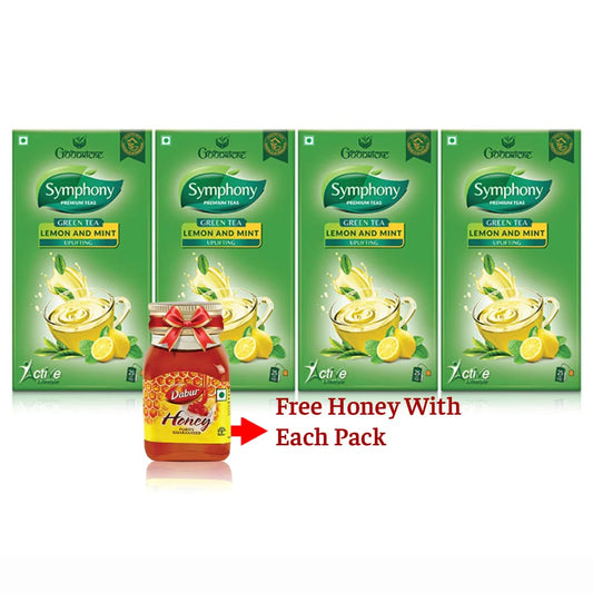 Symphony Lemon & Mint Green Tea, 25 Tea Bags (Pack of 4)
