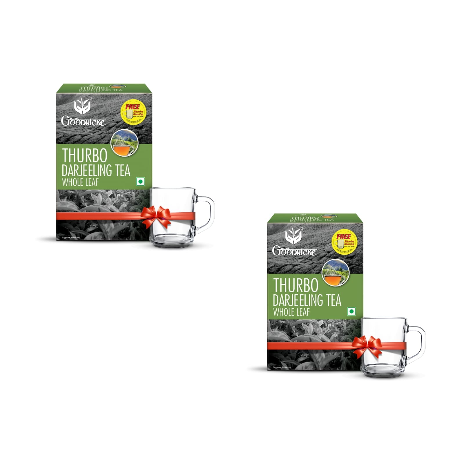 Goodricke Thurbo Whole Leaf Darjeeling Tea - 250gm (with a complimentary glass cup) ( Pack of 2 )