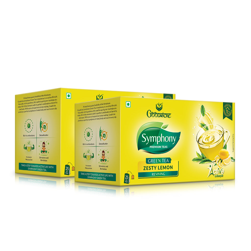 Symphony Zesty Lemon Green Tea, 25 Tea Bags (Pack of 2)