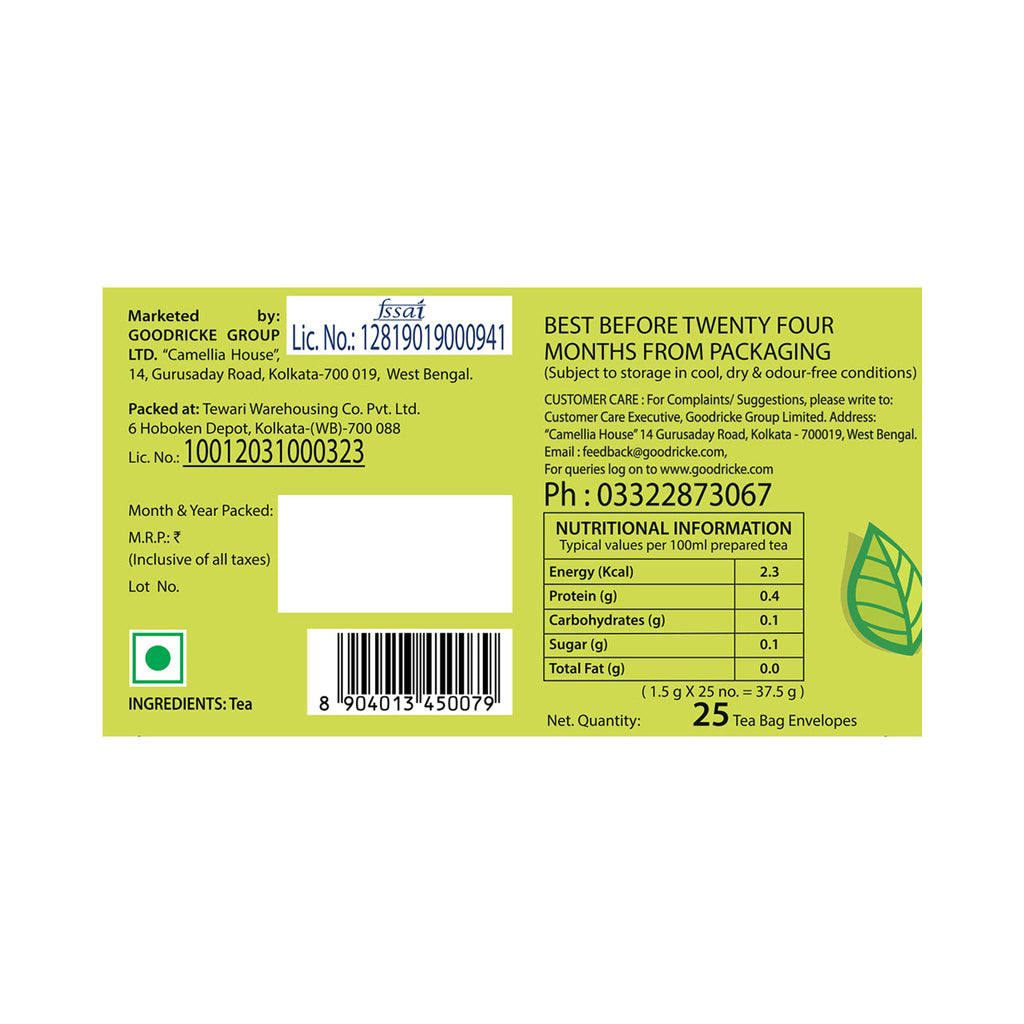 Barnesbeg 25 Tea Bags Organic Darjeeling Green Tea (Pack of 2)