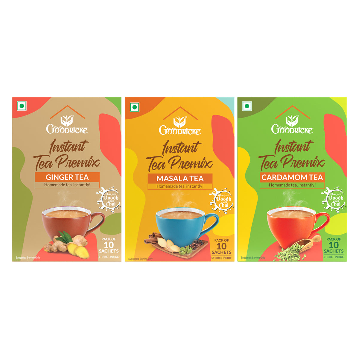 Instant Tea Premix - Masala Tea+ Cardamom Tea + Ginger Tea