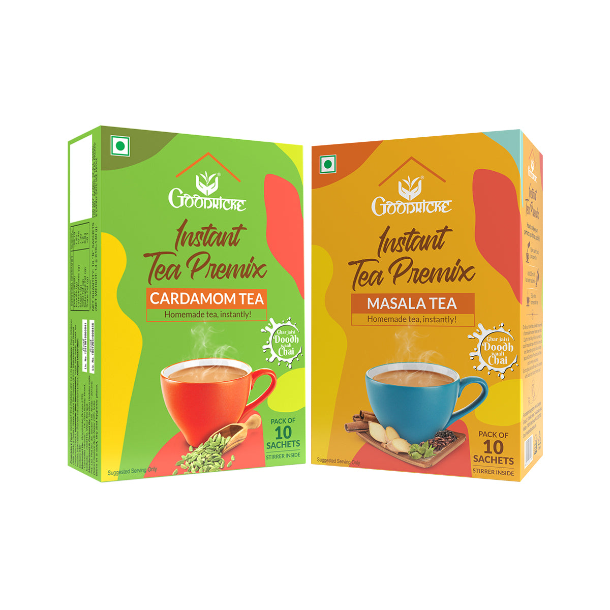 Instant Indian Tea Cardamom & Masala Tea Combo Pack - Instant Delight – GOODRICKE TEA