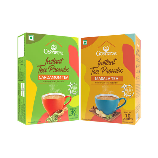 Instant Tea Premix – Cardamom Tea + Masala Tea Combo Pack